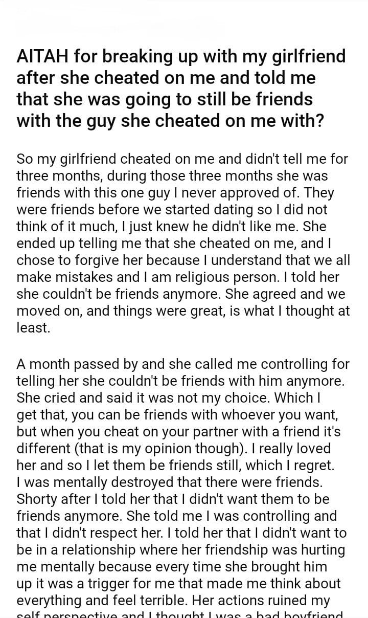 Aitah For Breaking Up With My Girlfriend After She Cheated 2953