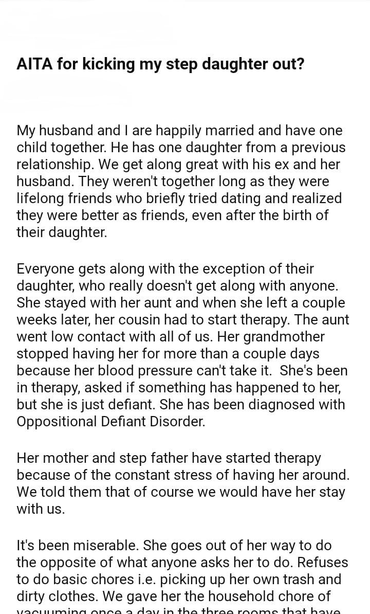 AITA for my step daughter out?
