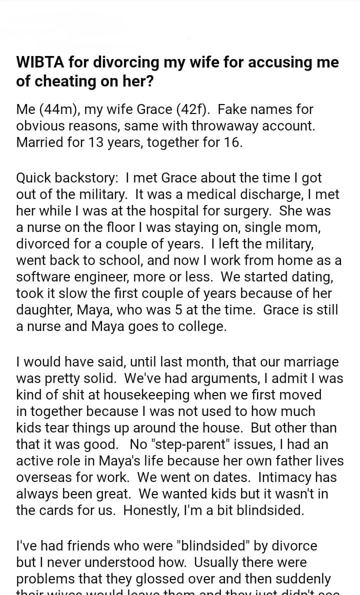 Wibta For Divorcing My Wife Djotd