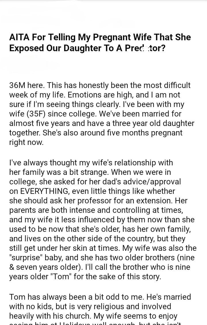 AITA For Telling My Pregnant Wife That She Our Daughter - DJOTD.com