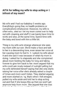 AITA for telling my wife infront of my mom? – DJOTD