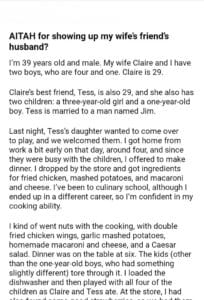 AITAH for my wife’s friend’s husband? – DJOTD.com
