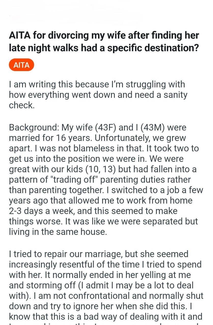 AITA for divorcing my wife after finding - DJOTD.com